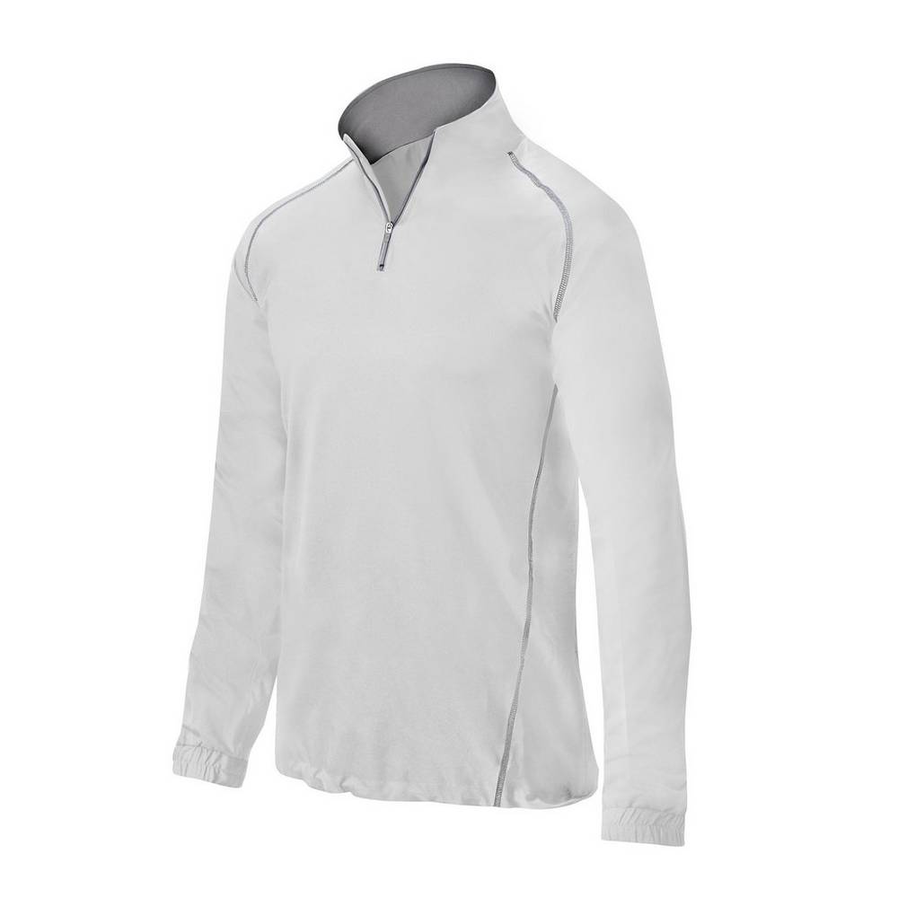 Mens Mizuno Comp 1/4 Zip Batting Jacket White Philippines (IOMRYG982)